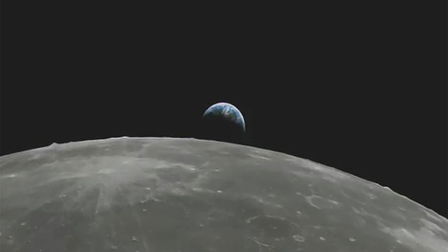 Flight over Moon towards the Earth