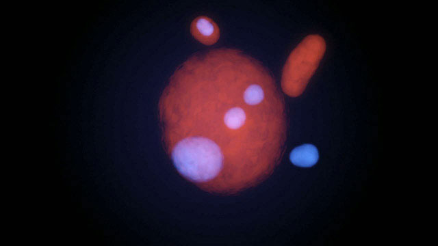 Simulation of the merging events in Abell 2744